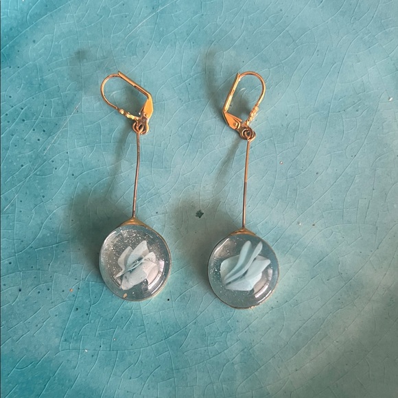 Jewelry - Elegant Gold and Blue Dangle Earrings